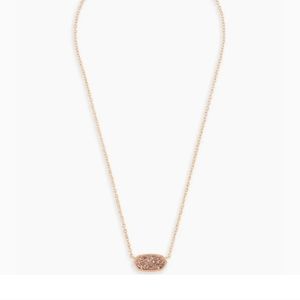Elisa Rose Gold Pendant Necklace in Rose Gold Drusy